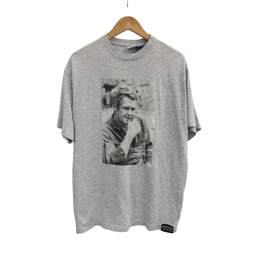 Zara T-Shirt Women M Gray Steve McQueen Graphic Photo Print Cotton Blend Tee